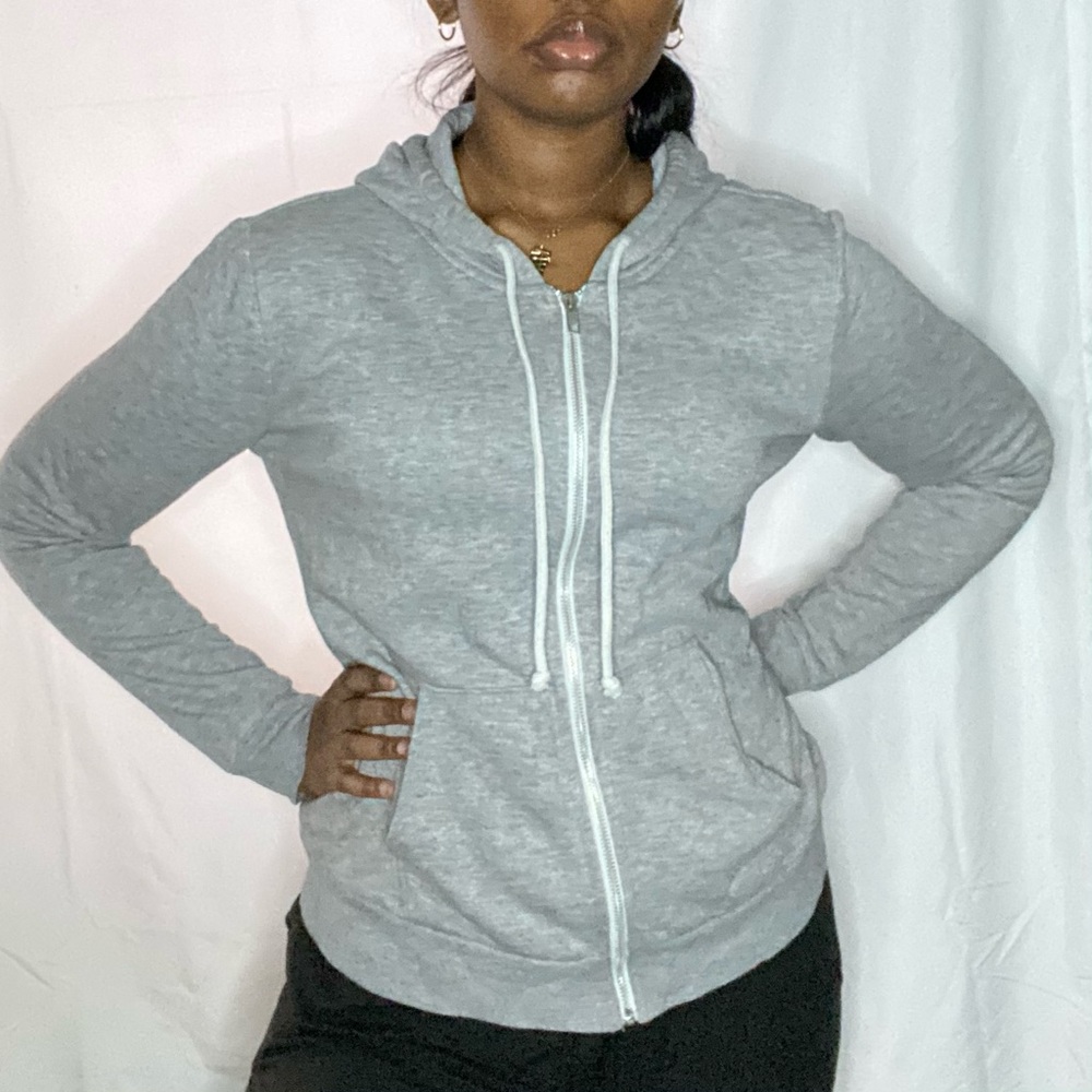 grey h&m divided zip-up hoodie